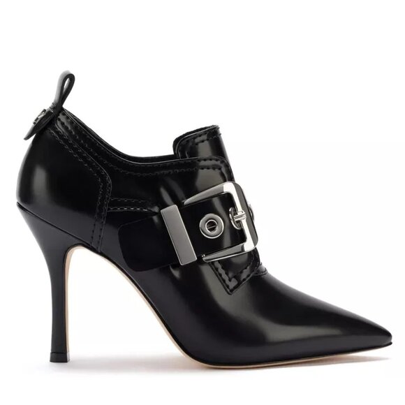 $420 LARROUDE Stewart Bootie Black Leather POINTY HEEL BUCKLE BLACK 8.5 (MF14)